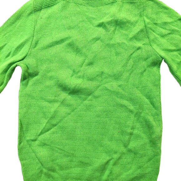Vintage 1940s-1950s Bright Green Long Sleeve Knit V-Neck Sweater - Picture 13 of 13